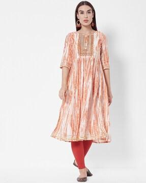 tie & dye a-line kurta & pant set