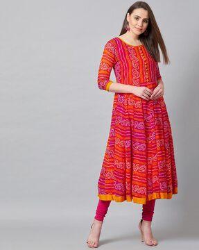 tie & dye anarkali kurta