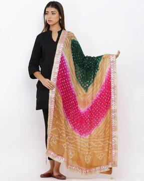 tie & dye bandhani dupatta with tassels