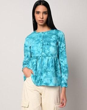 tie & dye button-down top