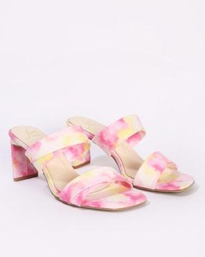 tie & dye chunky heeled sandals