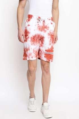 tie & dye cotton button men's shorts - rust