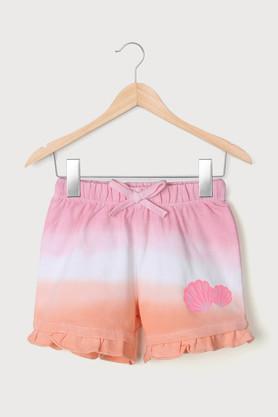 tie & dye cotton regular fit infant infant girls shorts - multi