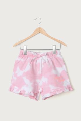 tie & dye cotton regular fit infant infant girls shorts - pink