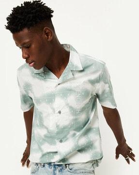 tie & dye cuban-collar shirt