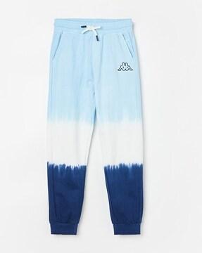 tie & dye cuffed joggers with drawstring waist