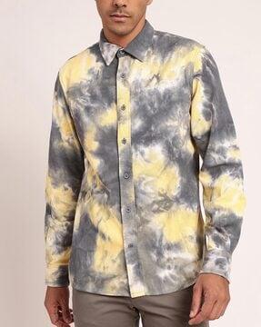 tie & dye cut-away collar shirt