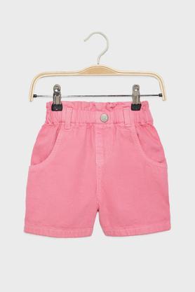 tie & dye denim regular fit girls shorts - pink