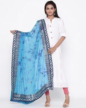 tie & dye dupatta with embroidery accent