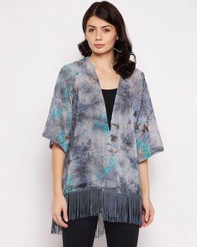 tie & dye front open shrug