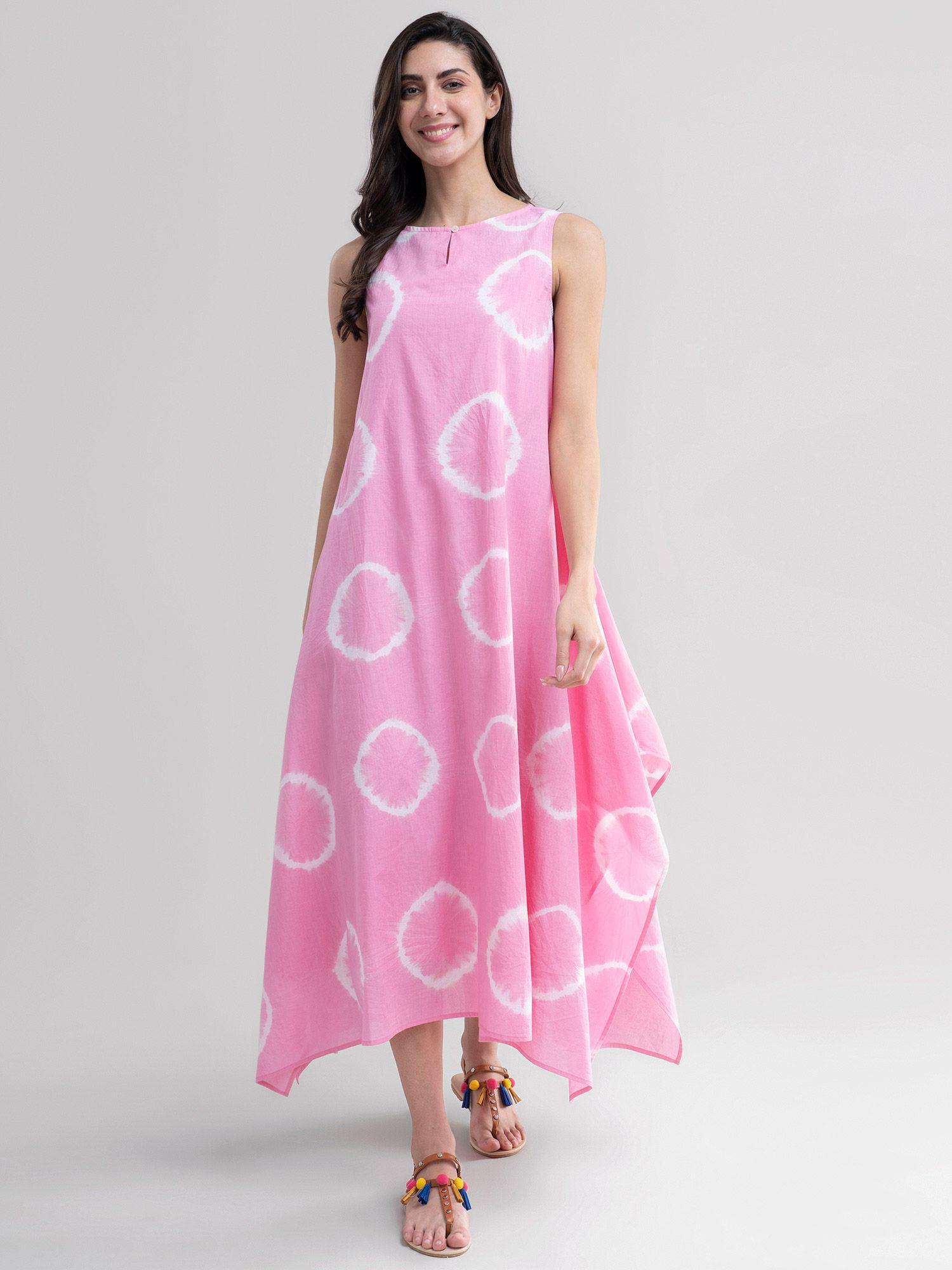 tie & dye handkerchief dress - pink