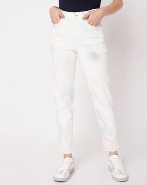 tie & dye high-rise slim jeans