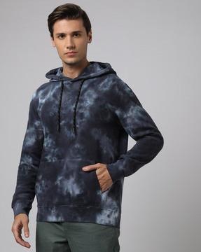 tie & dye hooded sweatshirt with kangaroo pocket