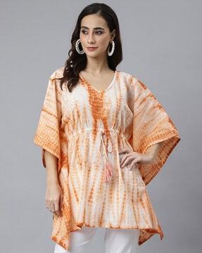 tie & dye kaftan tunic with tie-up