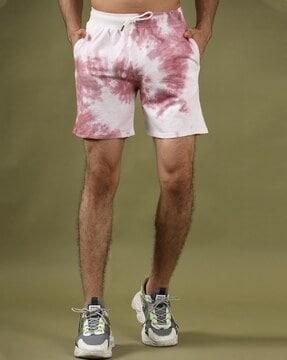 tie & dye knit shorts with insert pockets