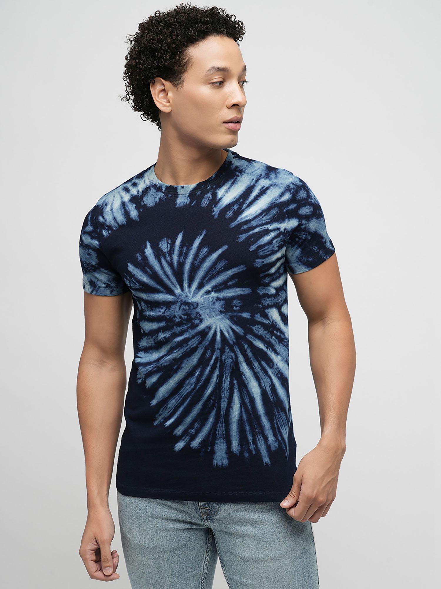 tie & dye navy blue slim fit t-shirt