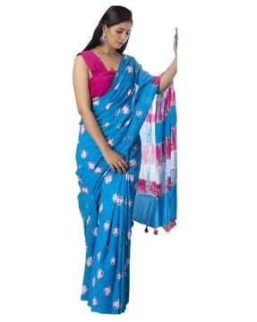 tie & dye print cotton saree