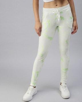 tie & dye print fitted track pants