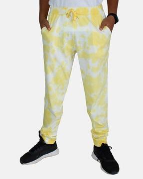 tie & dye print full-length track pants