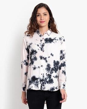 tie & dye print full-sleeve shirt