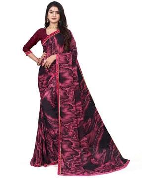 tie & dye print georgette saree with blouse piece