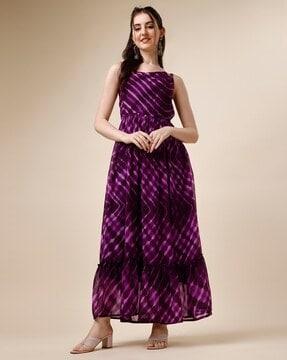 tie & dye print gown dress