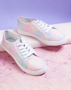 tie & dye print lace-up casual shoes