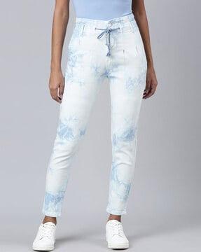 tie & dye print mom jeans