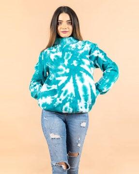 tie & dye print pullover sweatshirt