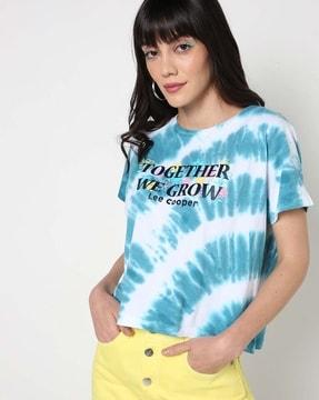 tie & dye print round-neck t-shirt