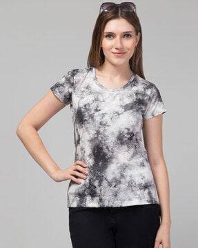 tie & dye print round-neck t-shirt