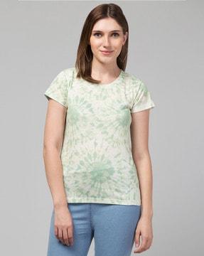 tie & dye print round-neck t-shirt