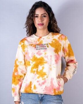 tie & dye print sweatshirt with ribbed hems