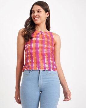 tie & dye print with front keyhole