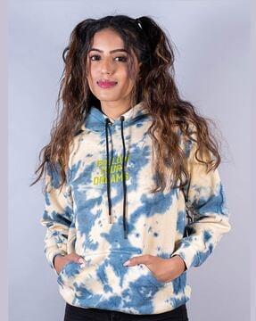 tie & dye ribbed hems hoodie