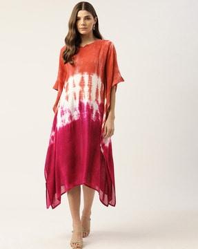 tie & dye round-neck  dress