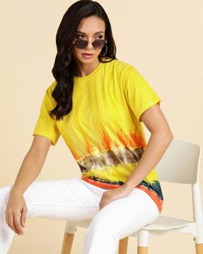 tie & dye round-neck top