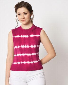 tie & dye round-neck top