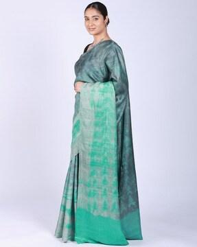 tie & dye saree with contrast border