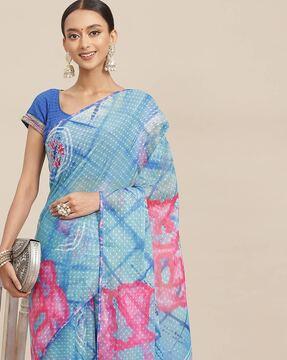 tie & dye saree with tassels