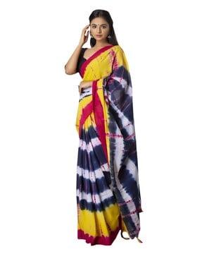 tie & dye saree with tassels