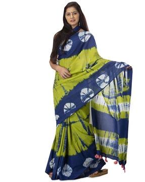 tie & dye saree with tassels