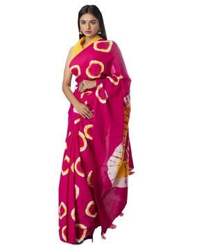 tie & dye saree with tassels