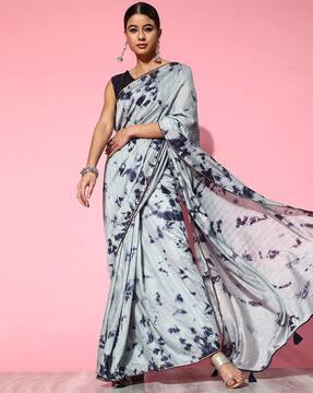 tie & dye saree with tassels