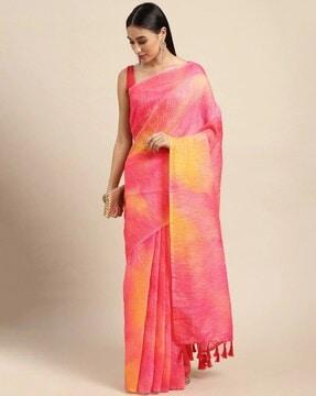 tie & dye saree with tassels