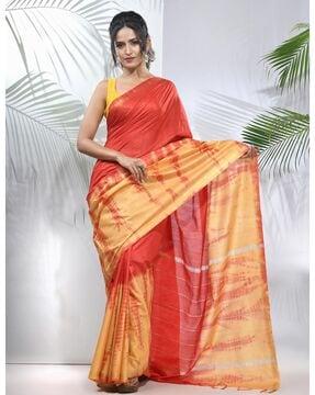 tie & dye saree with tassels