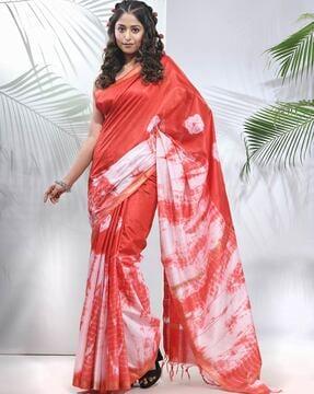 tie & dye saree with tassels