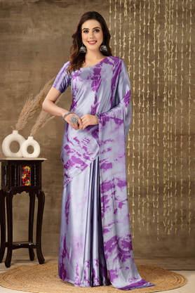 tie & dye satin festive wear women's saree - lavender