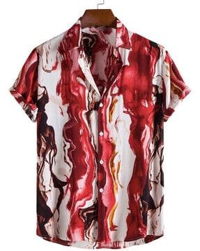 tie & dye shirt with spread collar