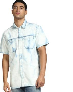 tie & dye shirt with welt pockets